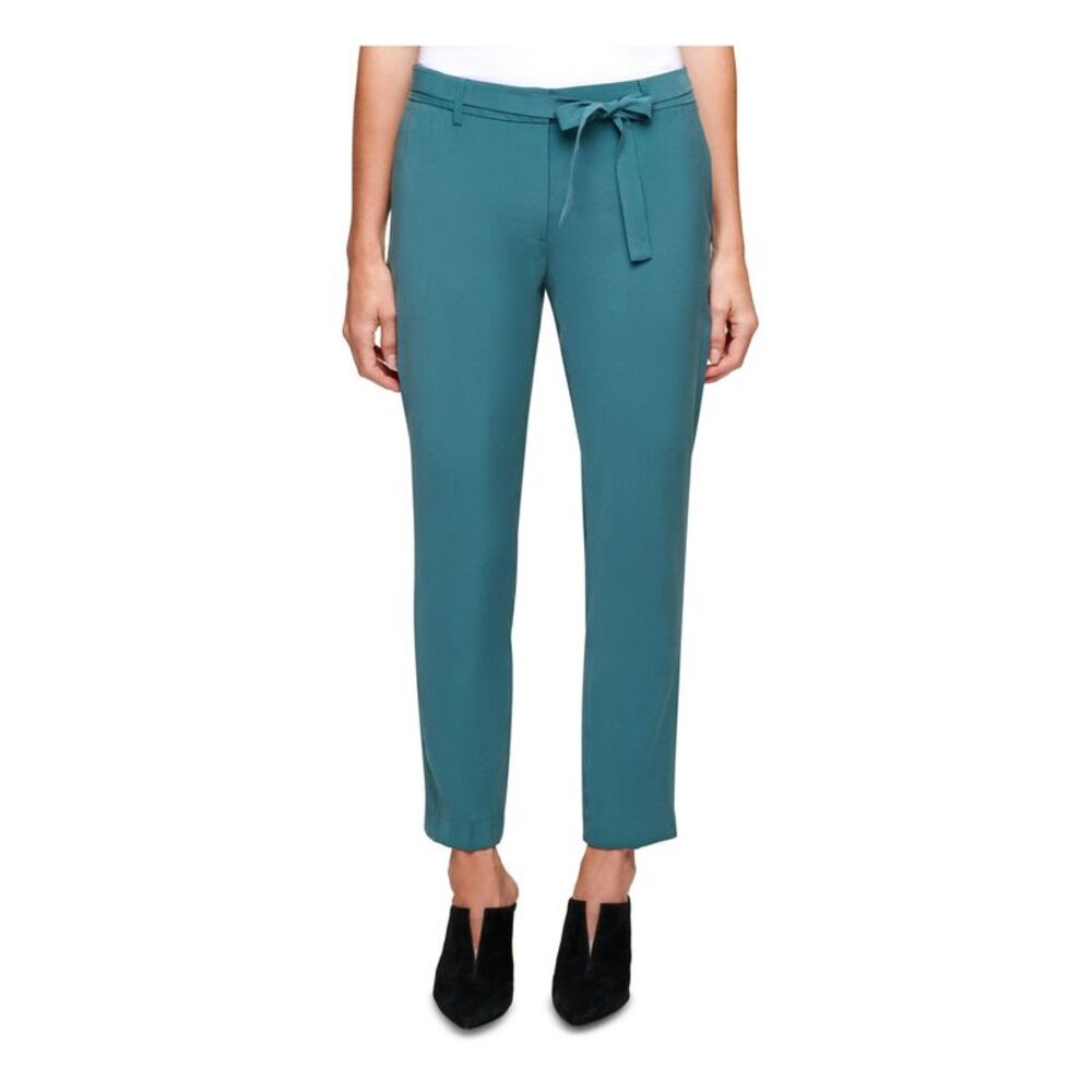 DKNY Womens Green Belted Cropped Wear To Work Pants  Size 14P